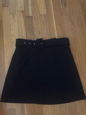 Zara Classic Black Belted Mini Skirt